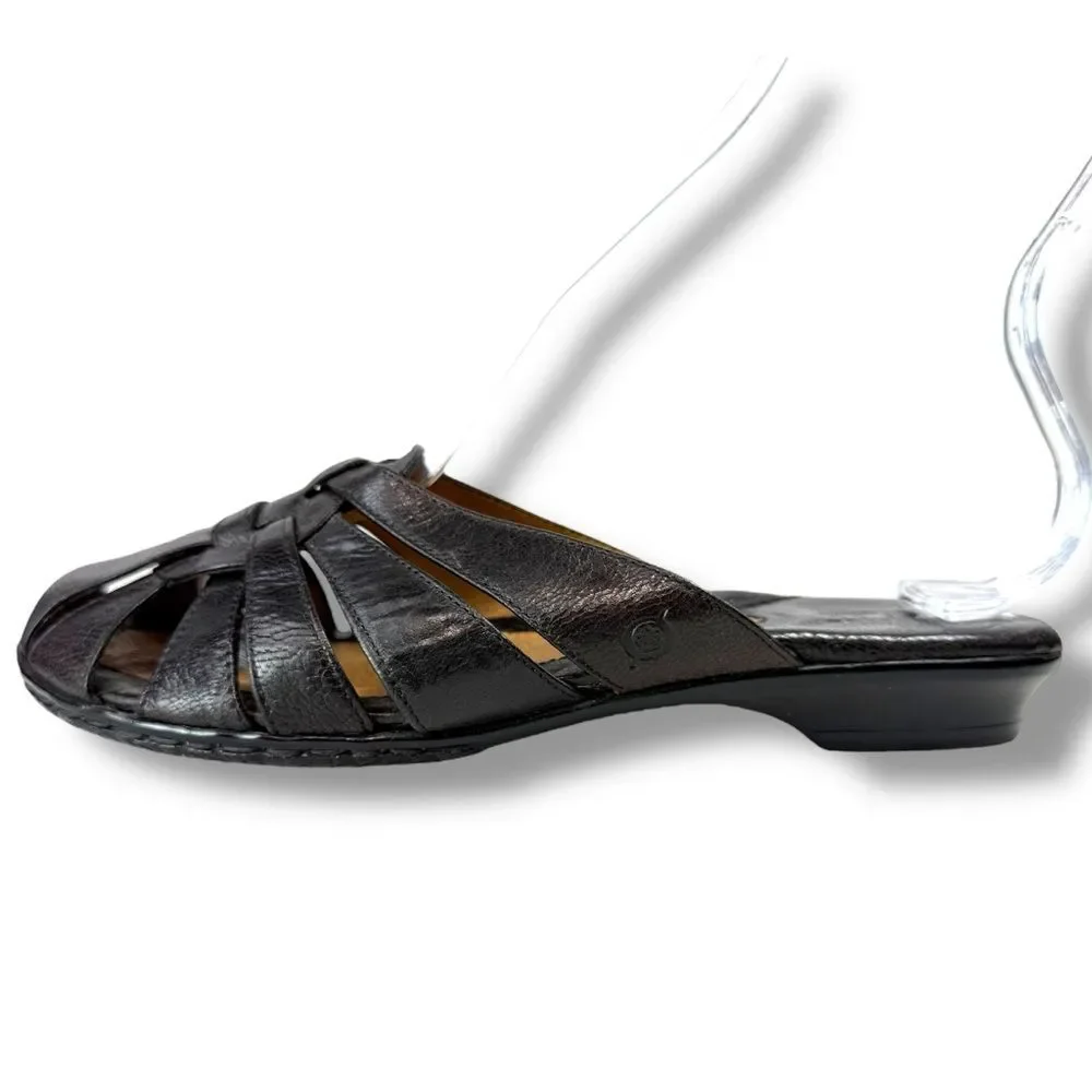 Born Slip On Leather Mules Backless Fisherman Slide Sandals Brown Womens Size 6